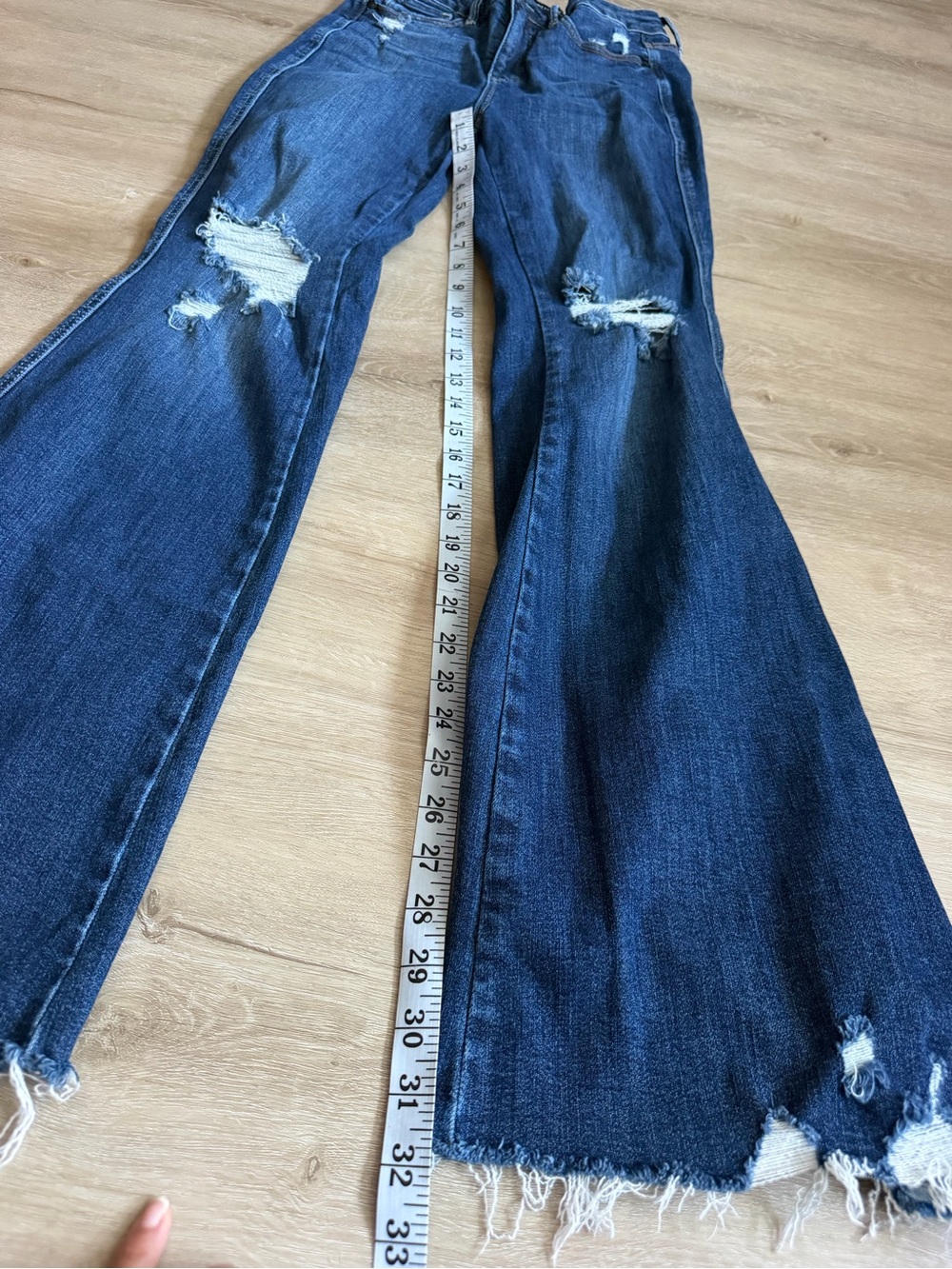 Judy Blue Dark Wash High Rise Flare Jeans Raw Hem Distressed 5/27 - Picture 3 of 9